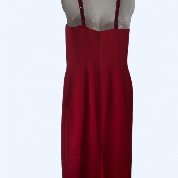 Maggy London Red Sheath Cocktail Dress with Jeweled Straps 6 - Picture 3 of 4